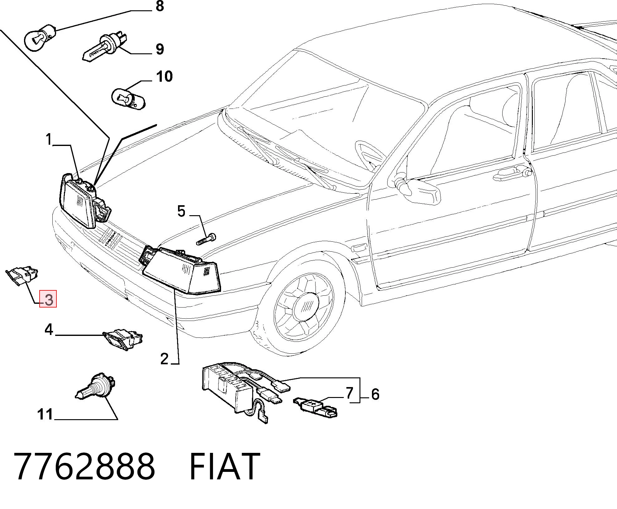 Фари протитуманні на Fiat Tempra  159