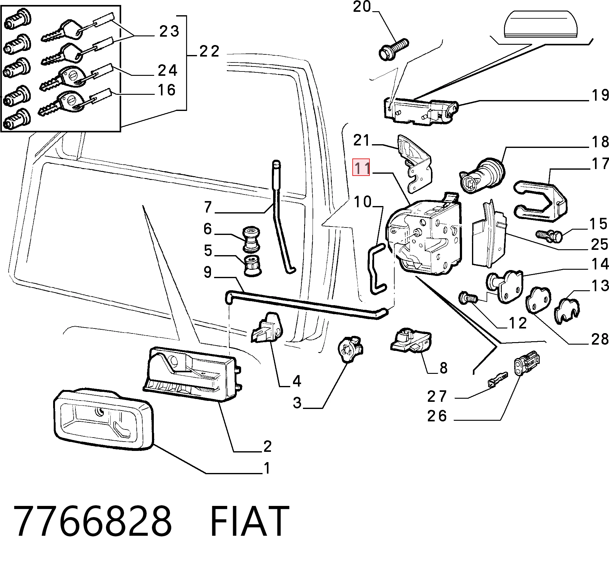 Купити Замок передньої лівої двері Fiat Punto I 176