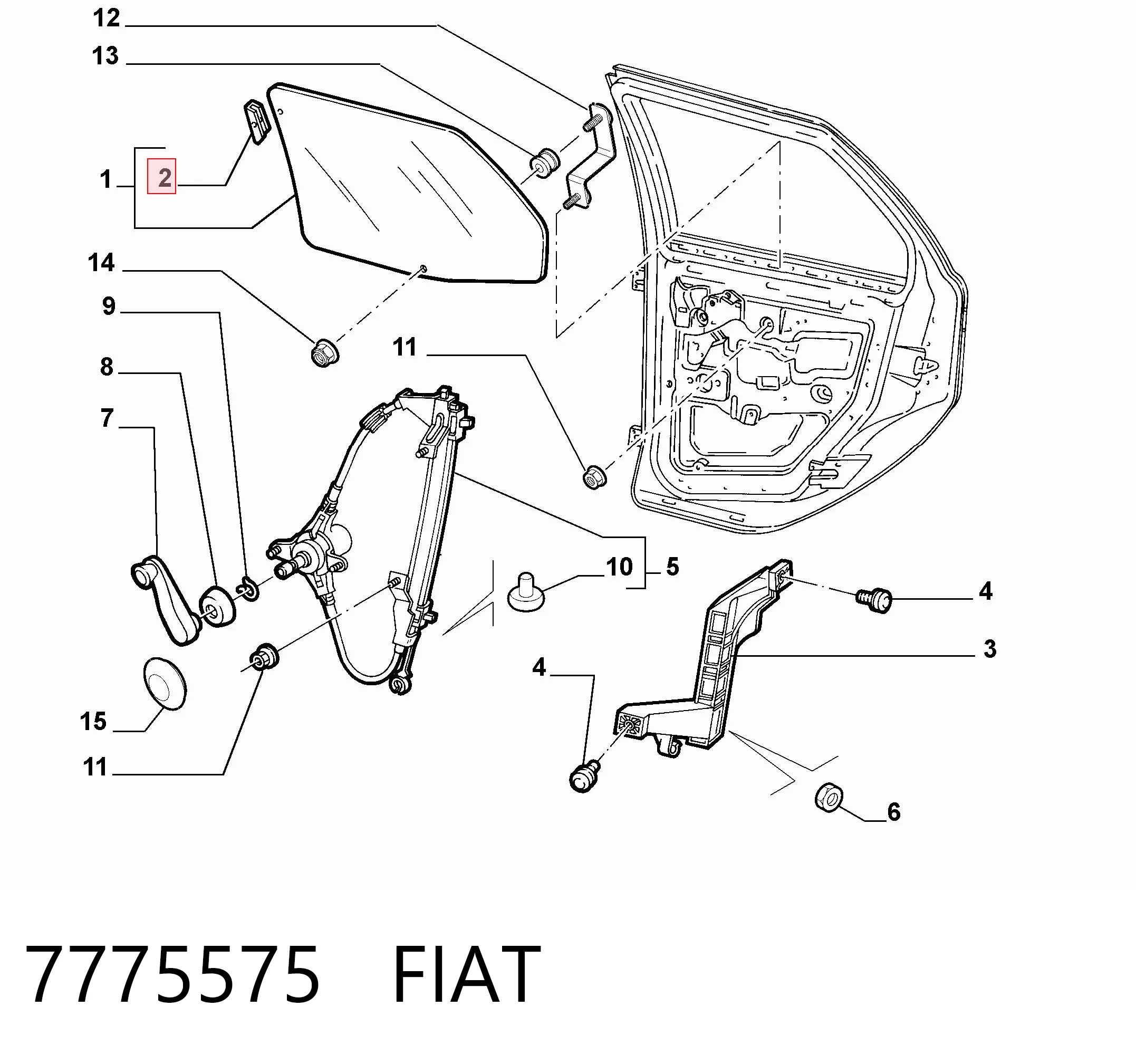 7775575 Fiat/Alfa/Lancia Направляюча скла рамки двері, передньої правої