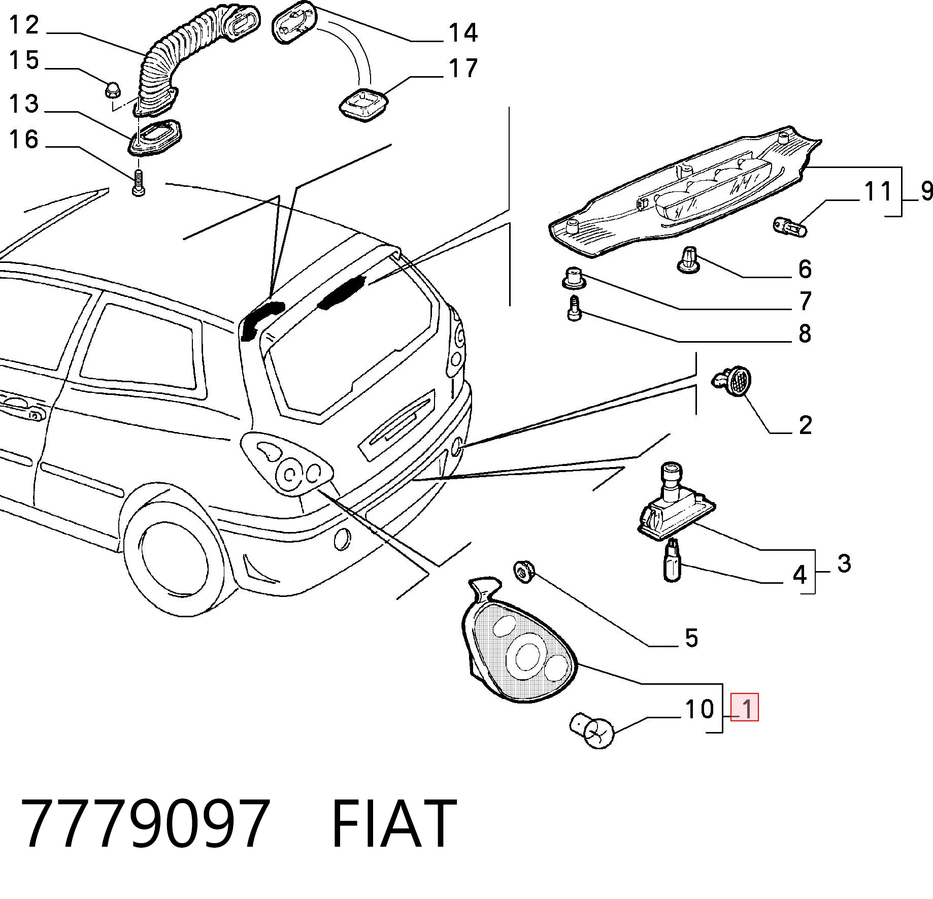 Ліхтар задній правий на Fiat Bravo I 182
