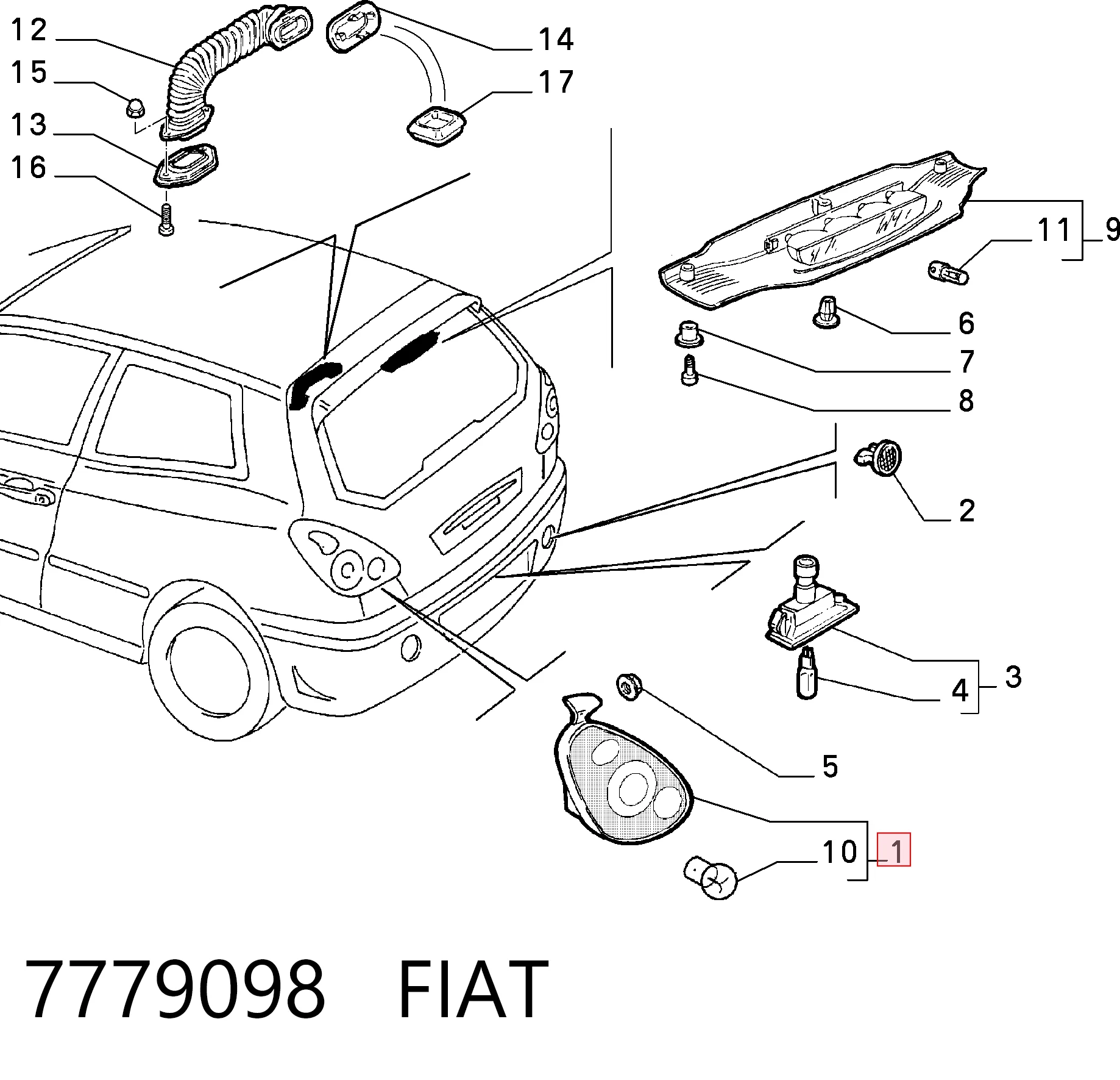 Задня ліва фара на Fiat Bravo I 182