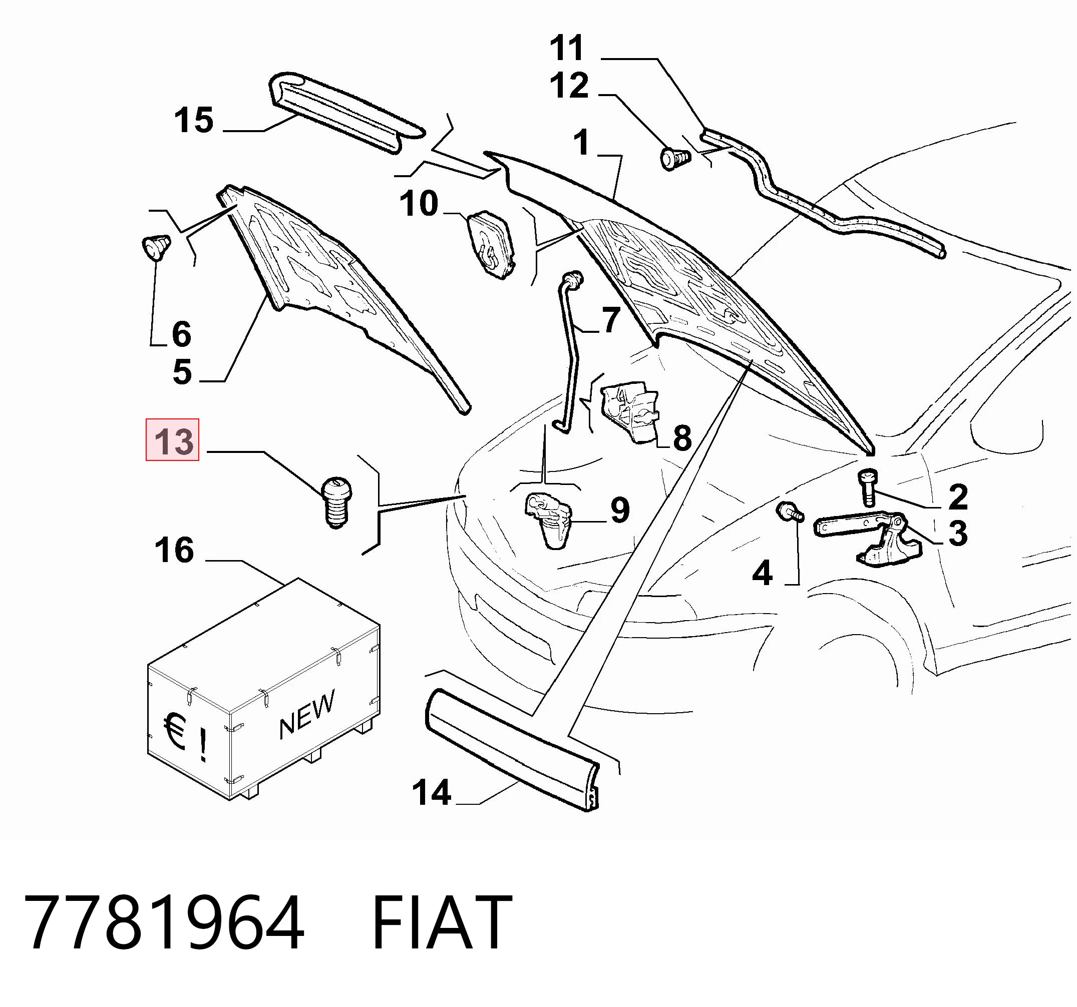 7781964 Fiat/Alfa/Lancia Буфер / відбійник капота