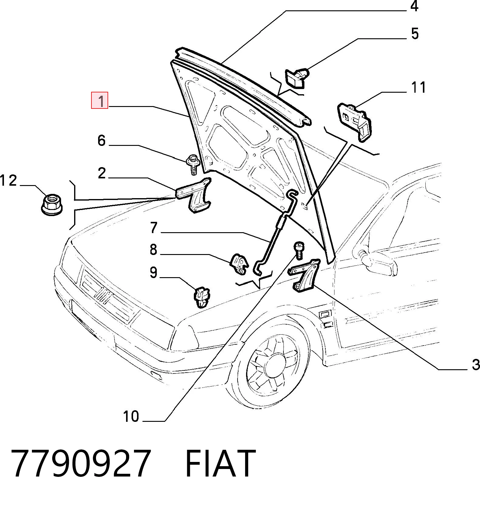 Капот на Fiat Tempra  159