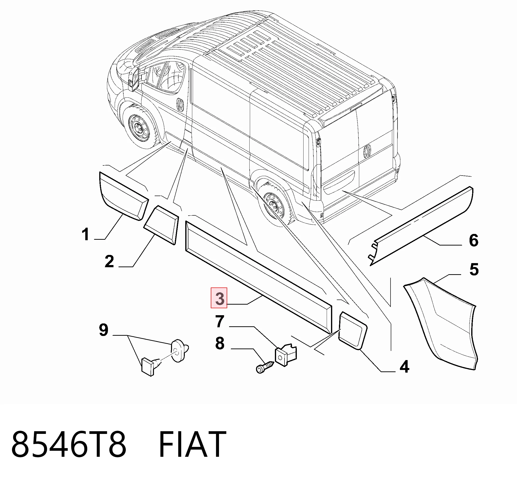 Молдинг бічний (зсувний) двері 735422921 Chrysler