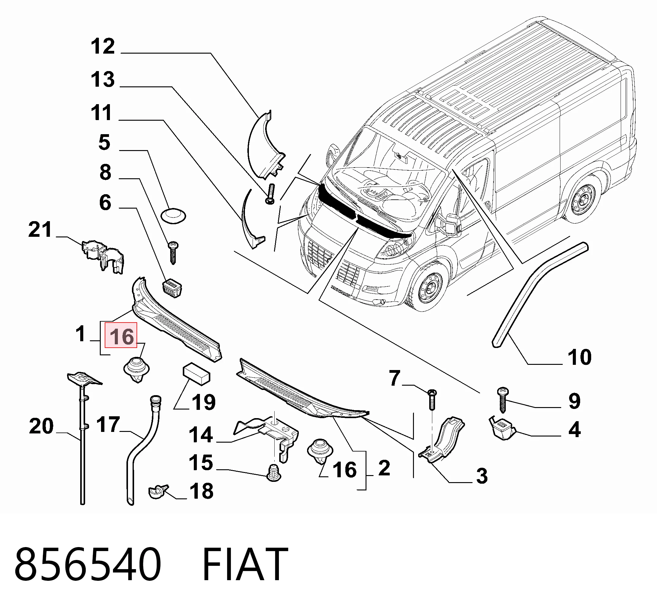856540 Fiat/Alfa/Lancia Кліпса (пістон) кріплення молдинга двері