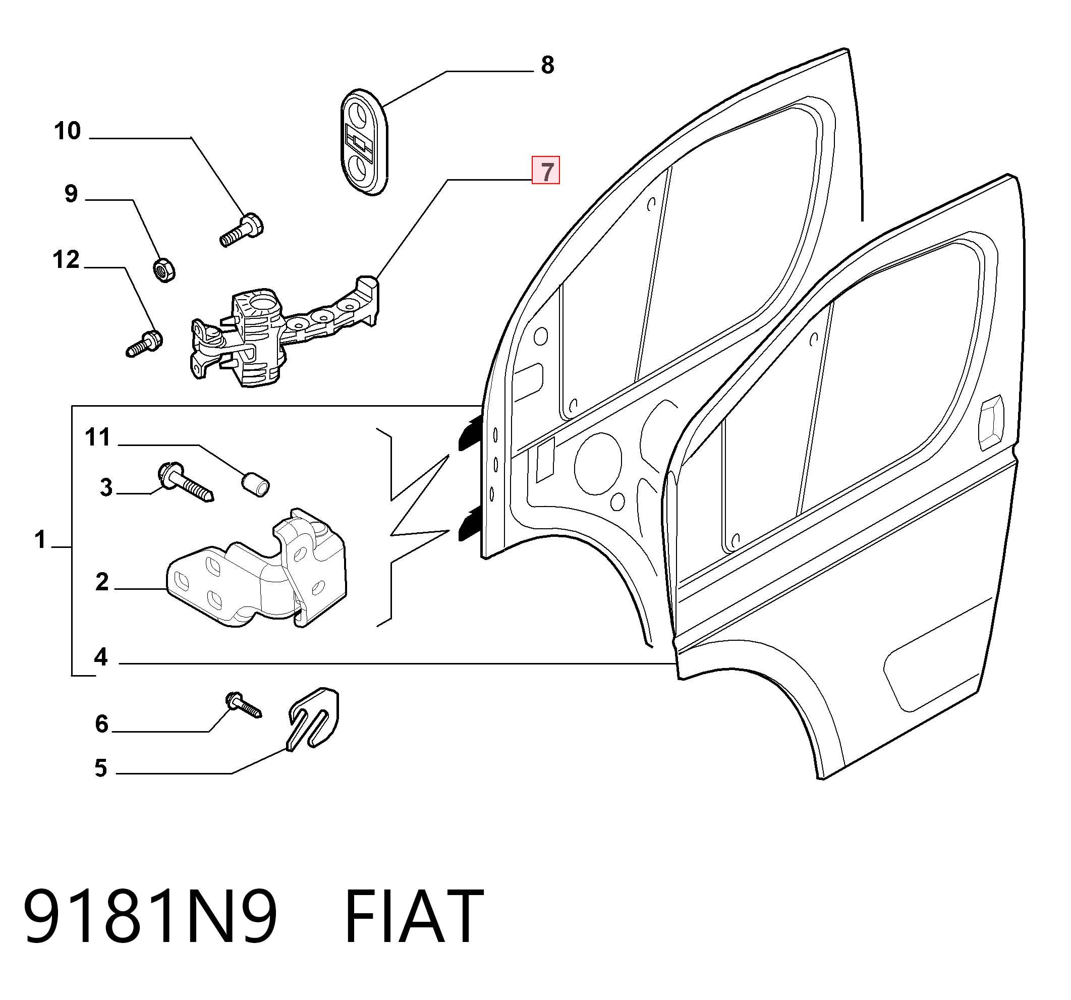 9181N9 Fiat/Alfa/Lancia Обмежувач відкриття дверей, передній
