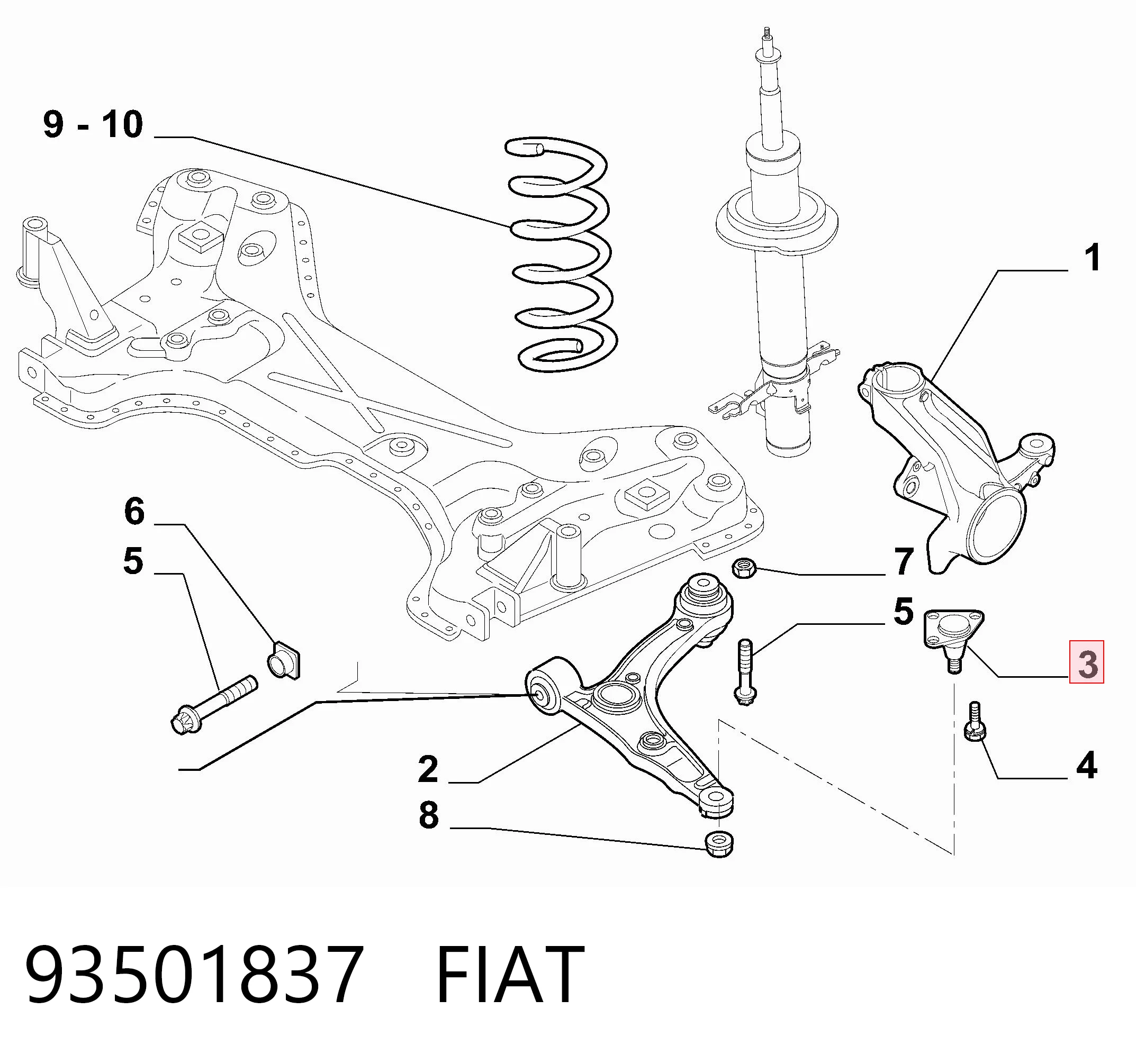 93501837 Fiat/Alfa/Lancia Кульові на авто