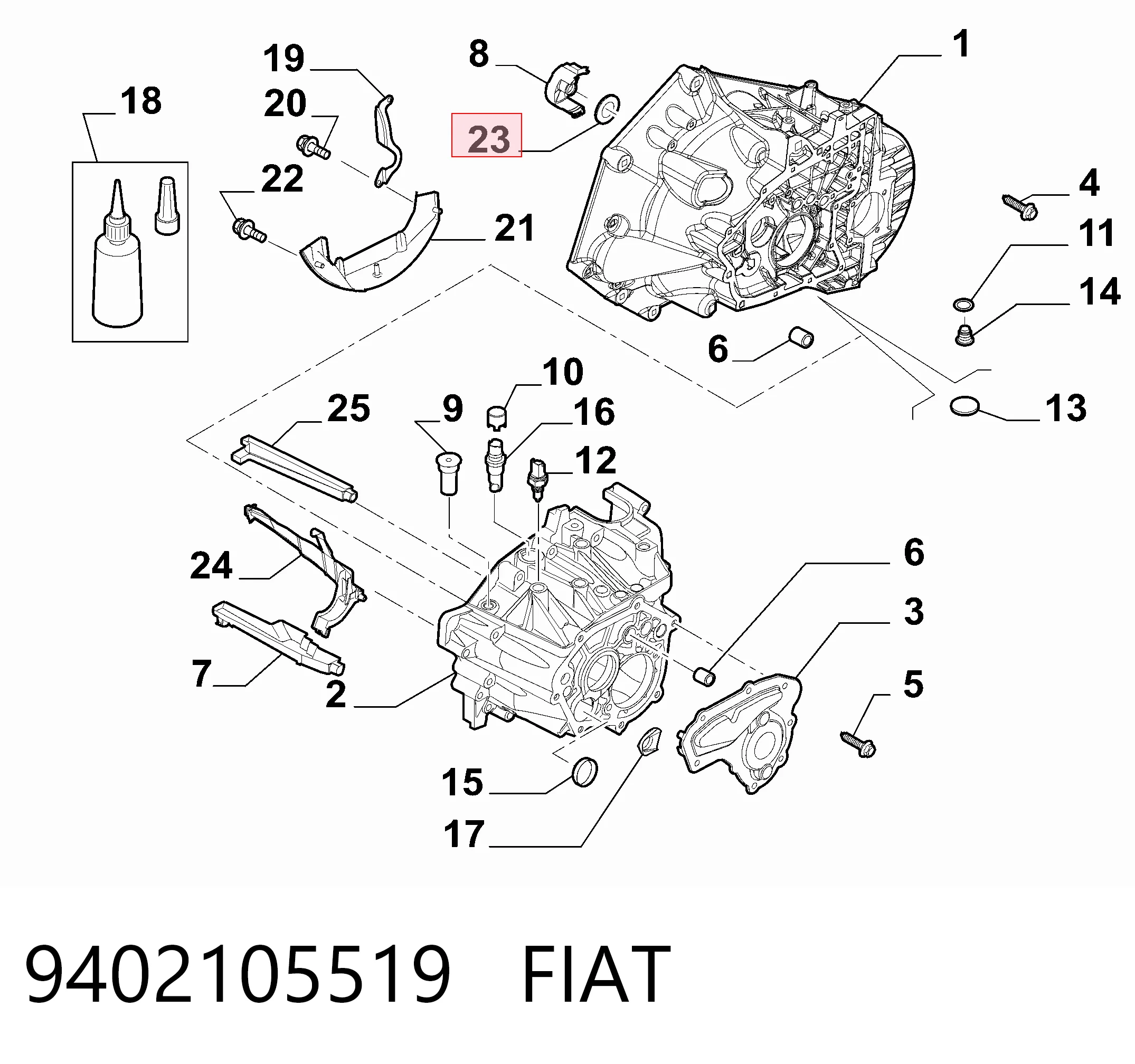 9402105519 Fiat/Alfa/Lancia Напрямна підшипника зчеплення