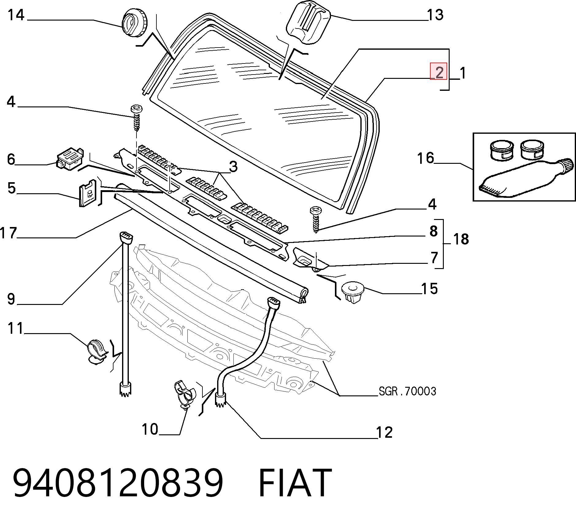 GS2033P110X Sekurit Прокладка лобового скла