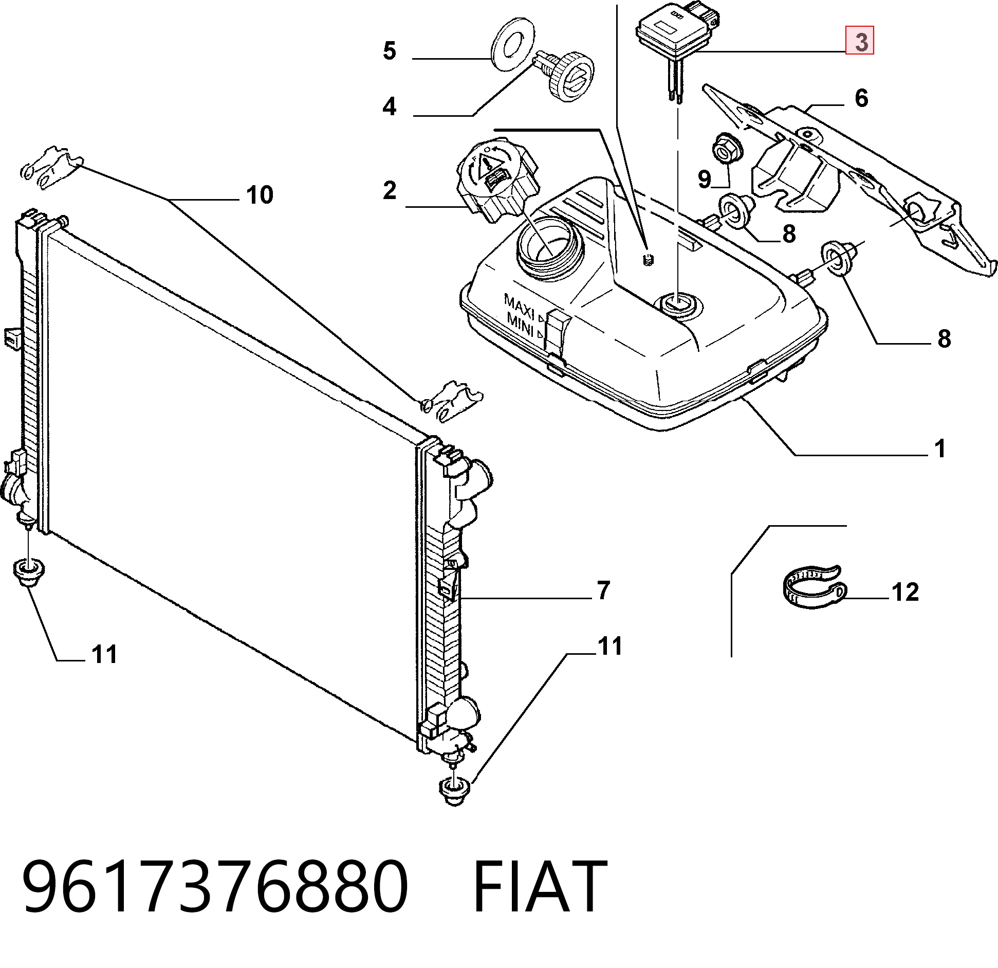 9617376880 Fiat/Alfa/Lancia Датчик рівня охолоджуючої рідини в бачку