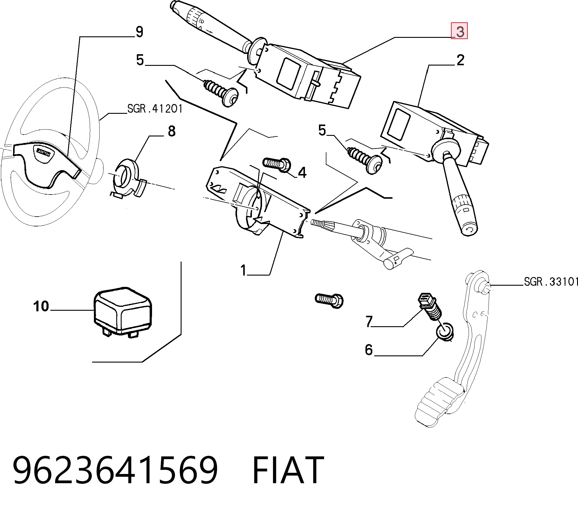 9623641569 Fiat/Alfa/Lancia Перемикач підрульовий, лівий