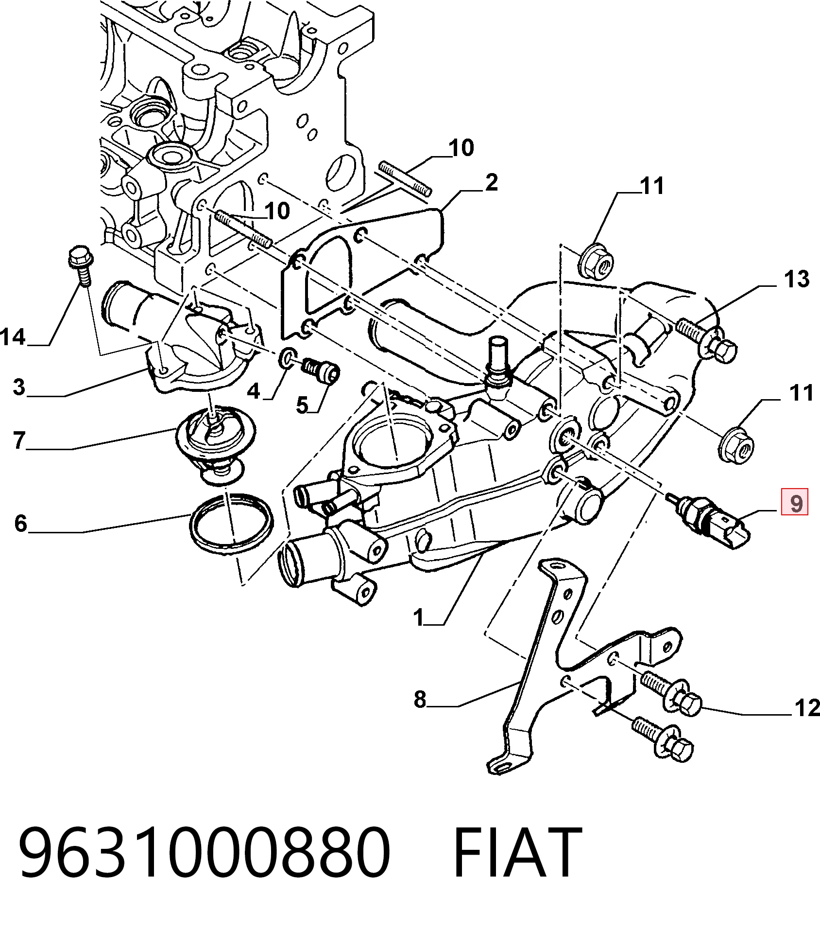 9631000880 Fiat/Alfa/Lancia Покажчик температури охолоджуючої рідини