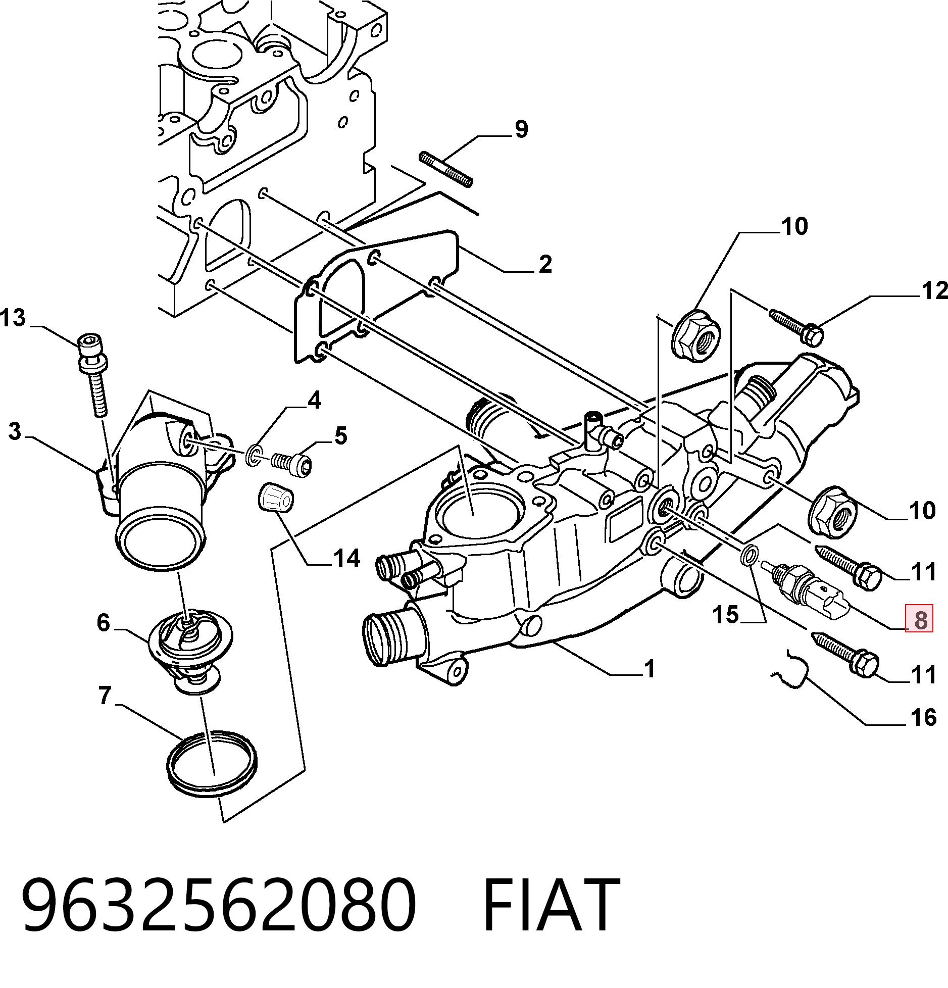 9632562080 Fiat/Alfa/Lancia Покажчик температури охолоджуючої рідини