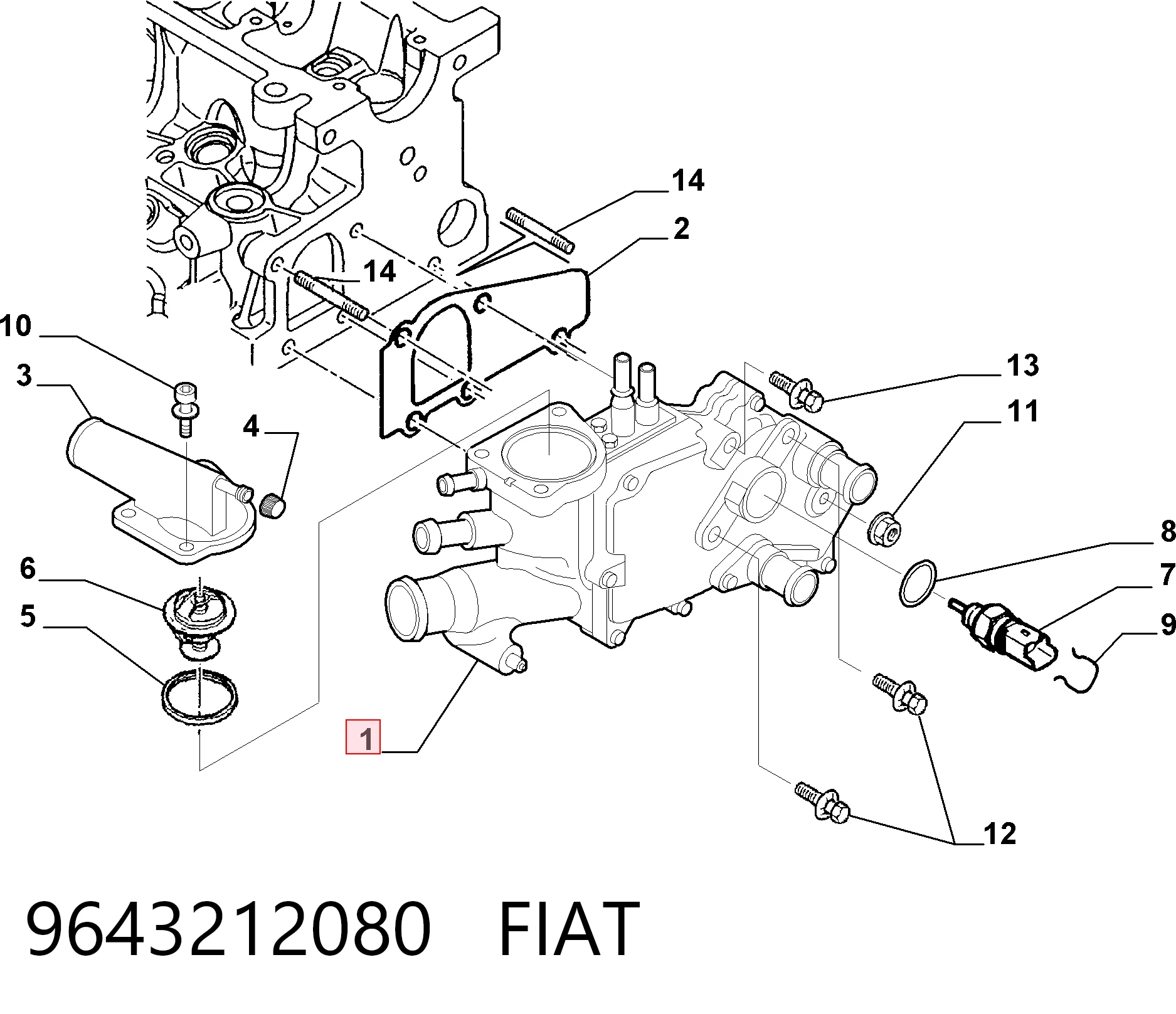 Термостат в зборі Fiat Ducato II