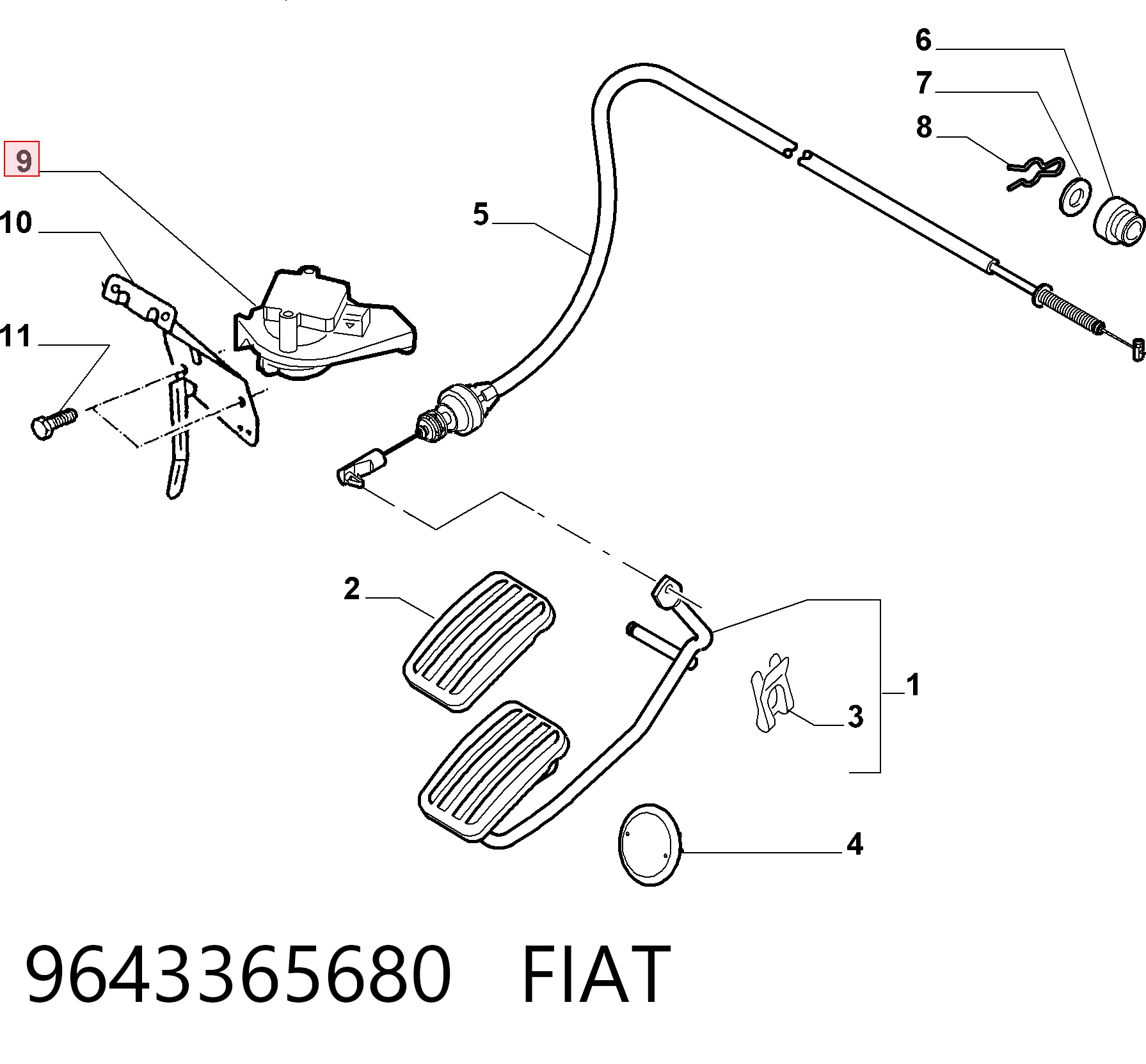 9643365680 Fiat/Alfa/Lancia Датчик положення педалі акселератора (газу)