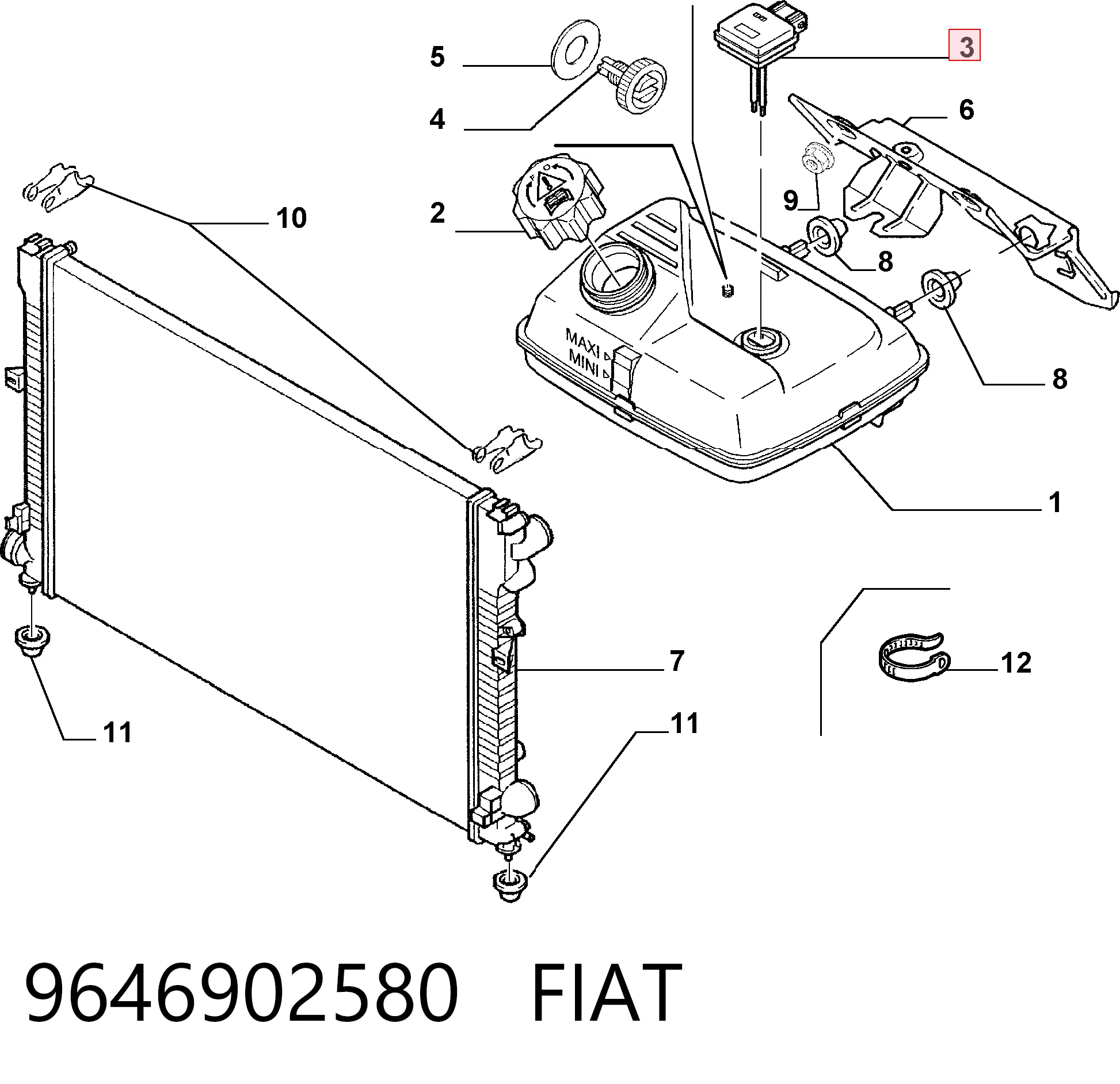 9646902580 Fiat/Alfa/Lancia Датчик рівня охолоджуючої рідини