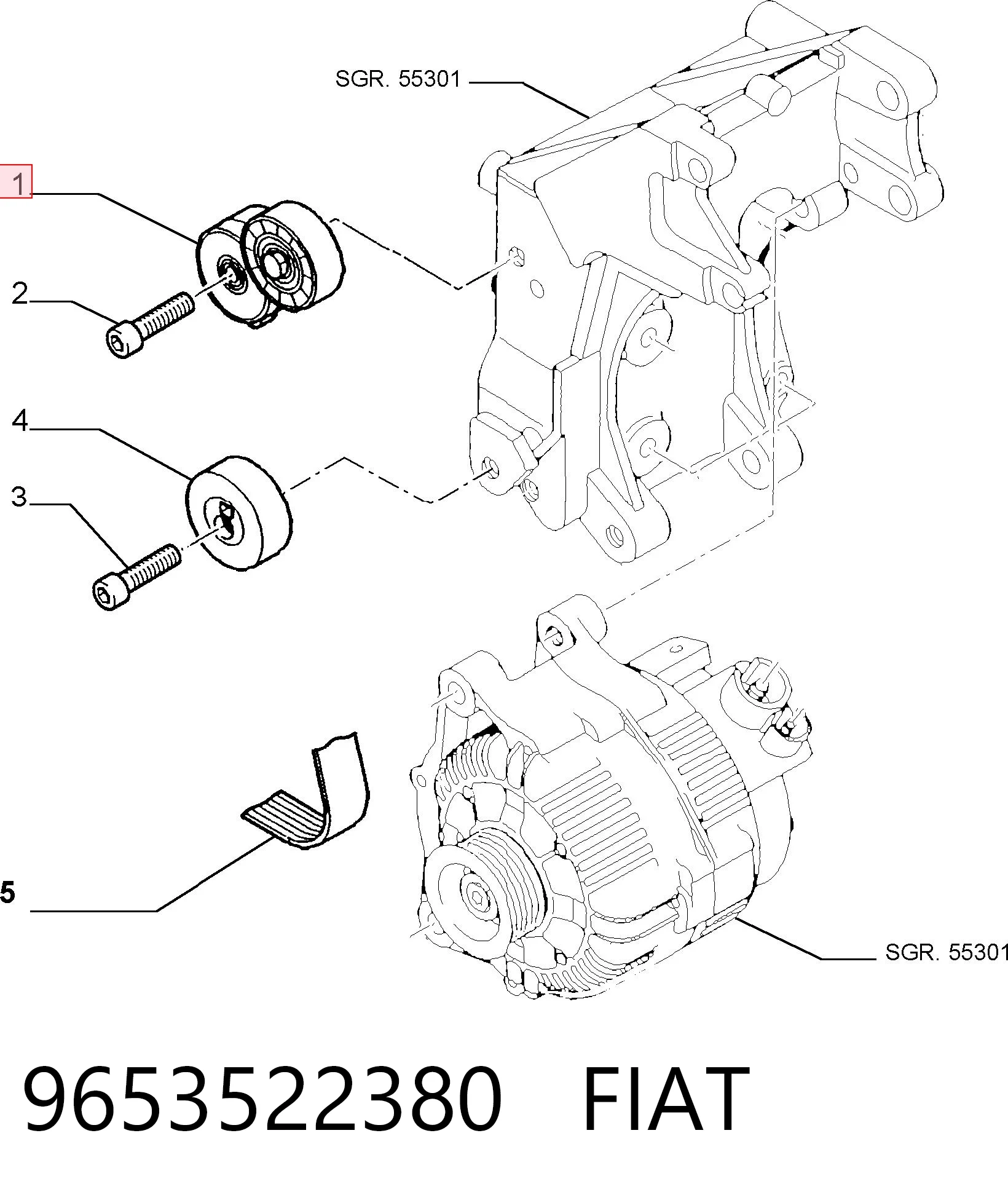 9653522380 Fiat/Alfa/Lancia Натяжна планка поліклинового ременя