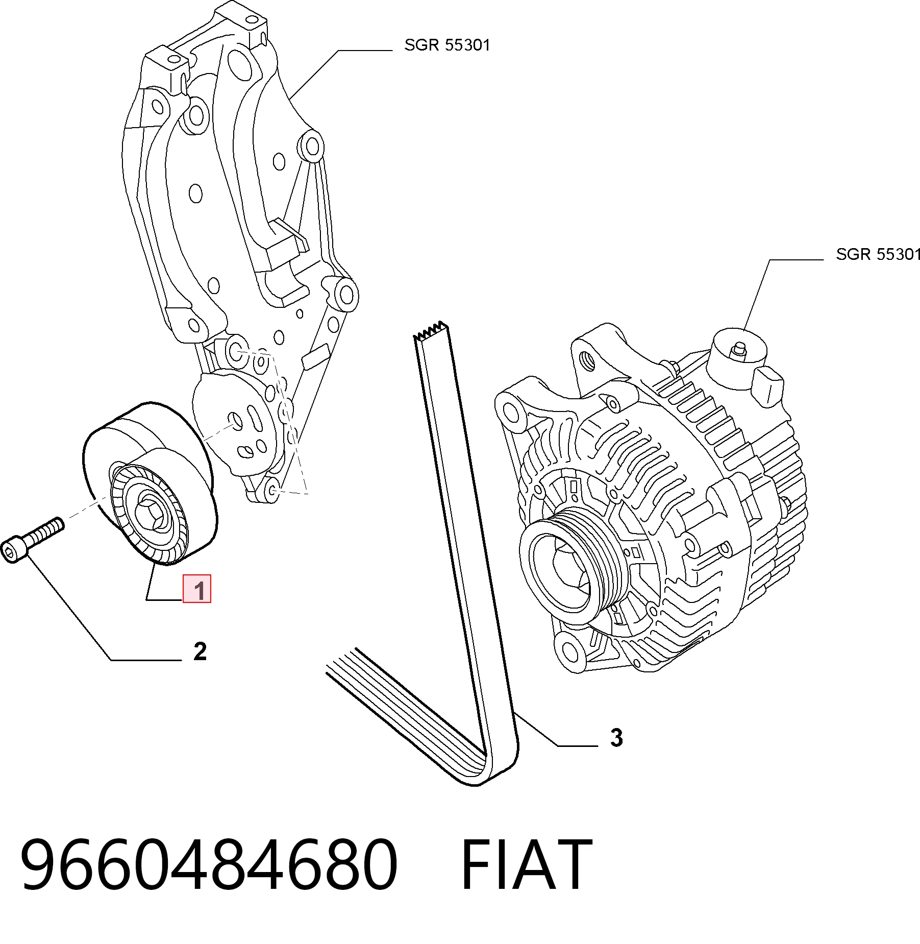 9660484680 Fiat/Alfa/Lancia Натяжна планка поліклинового ременя