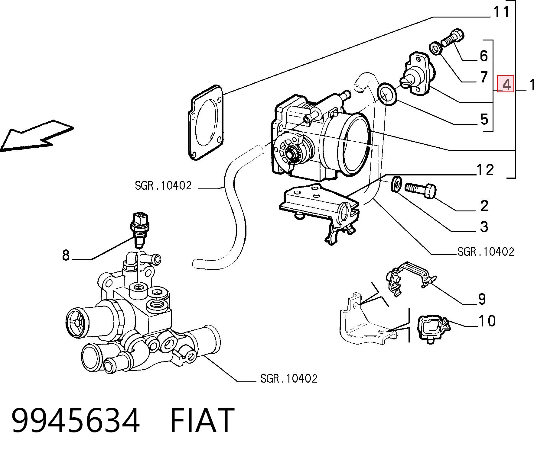 9945634 Fiat/Alfa/Lancia Датчик положення дросельної заслінки (потенціометр)