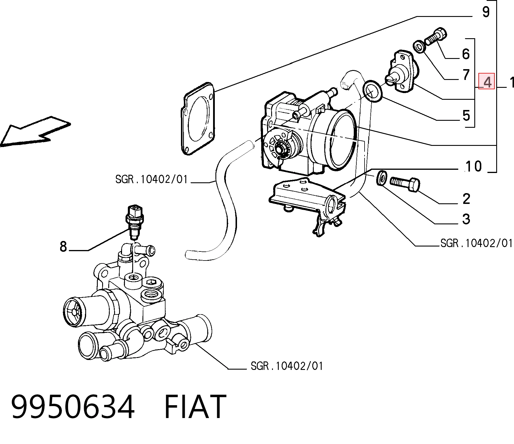 9950634 Fiat/Alfa/Lancia Датчик положення дросельної заслінки (потенціометр)