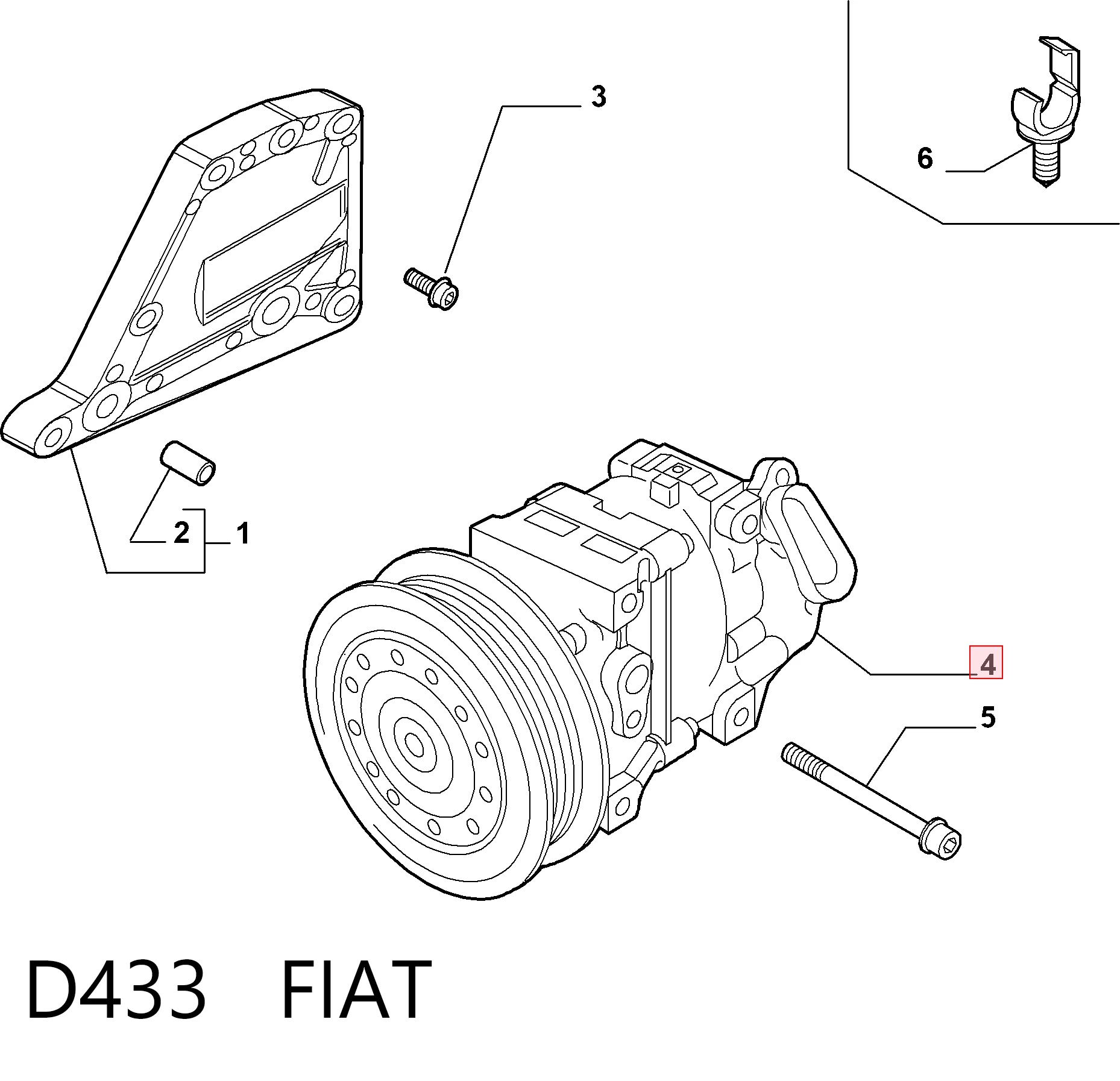 D433 Fiat/Alfa/Lancia Компресор холодоагенту