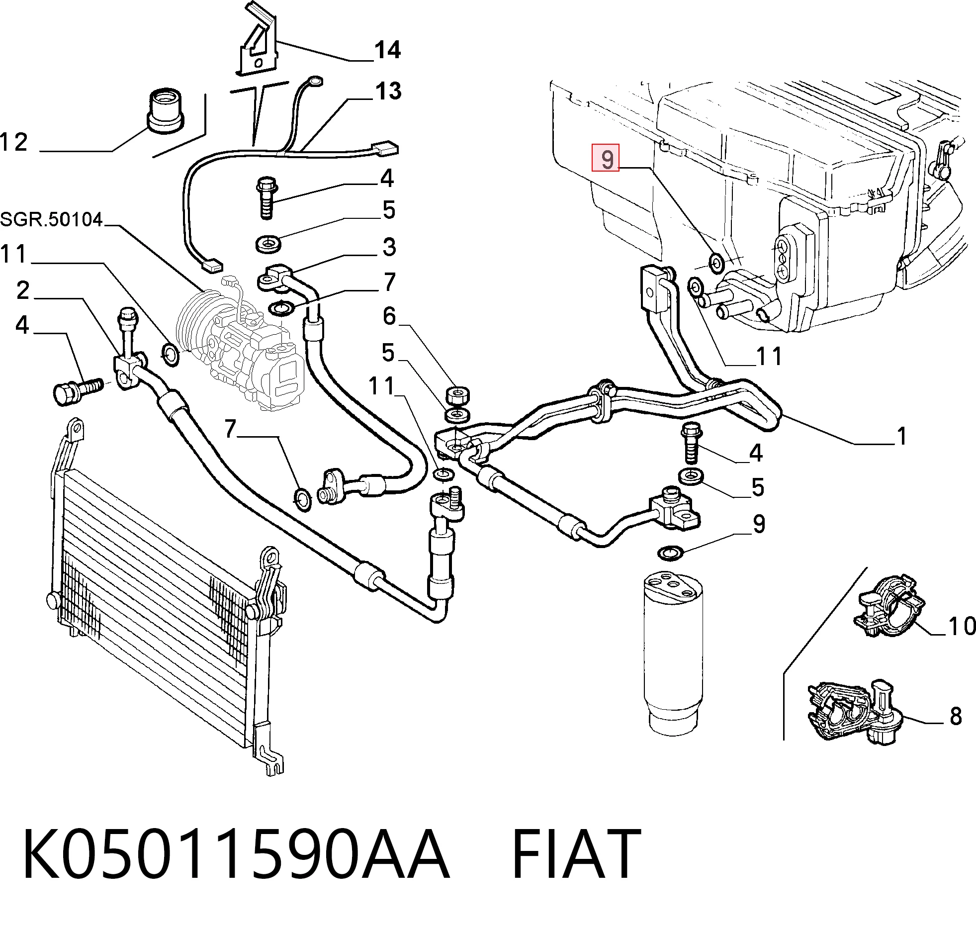 Купити 14450483 Ferrari Кільце ущільнююче шланга компресора, нагнітального