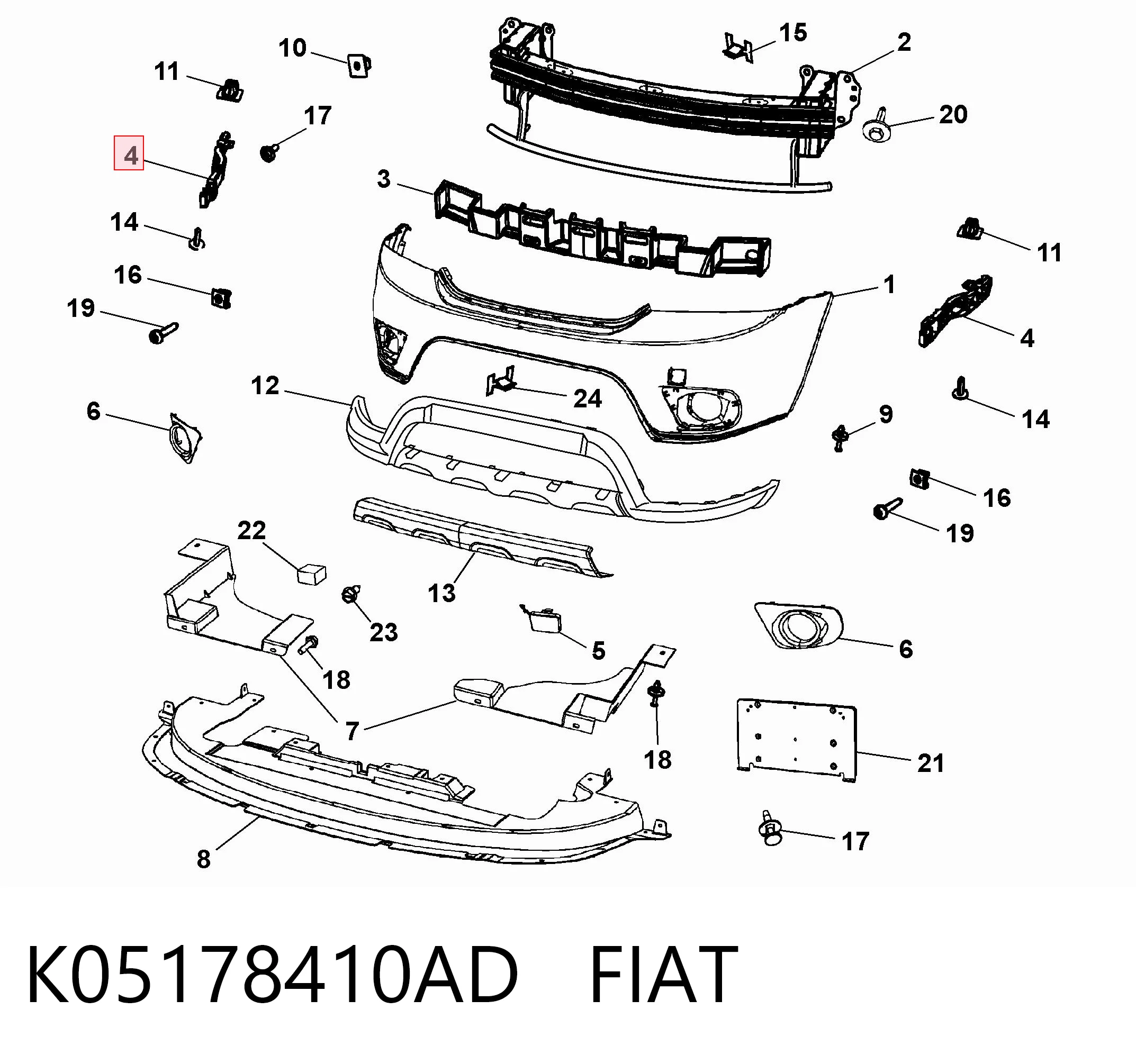 Кронштейн кріплення бампера переднього правий Chrysler LQKW014R