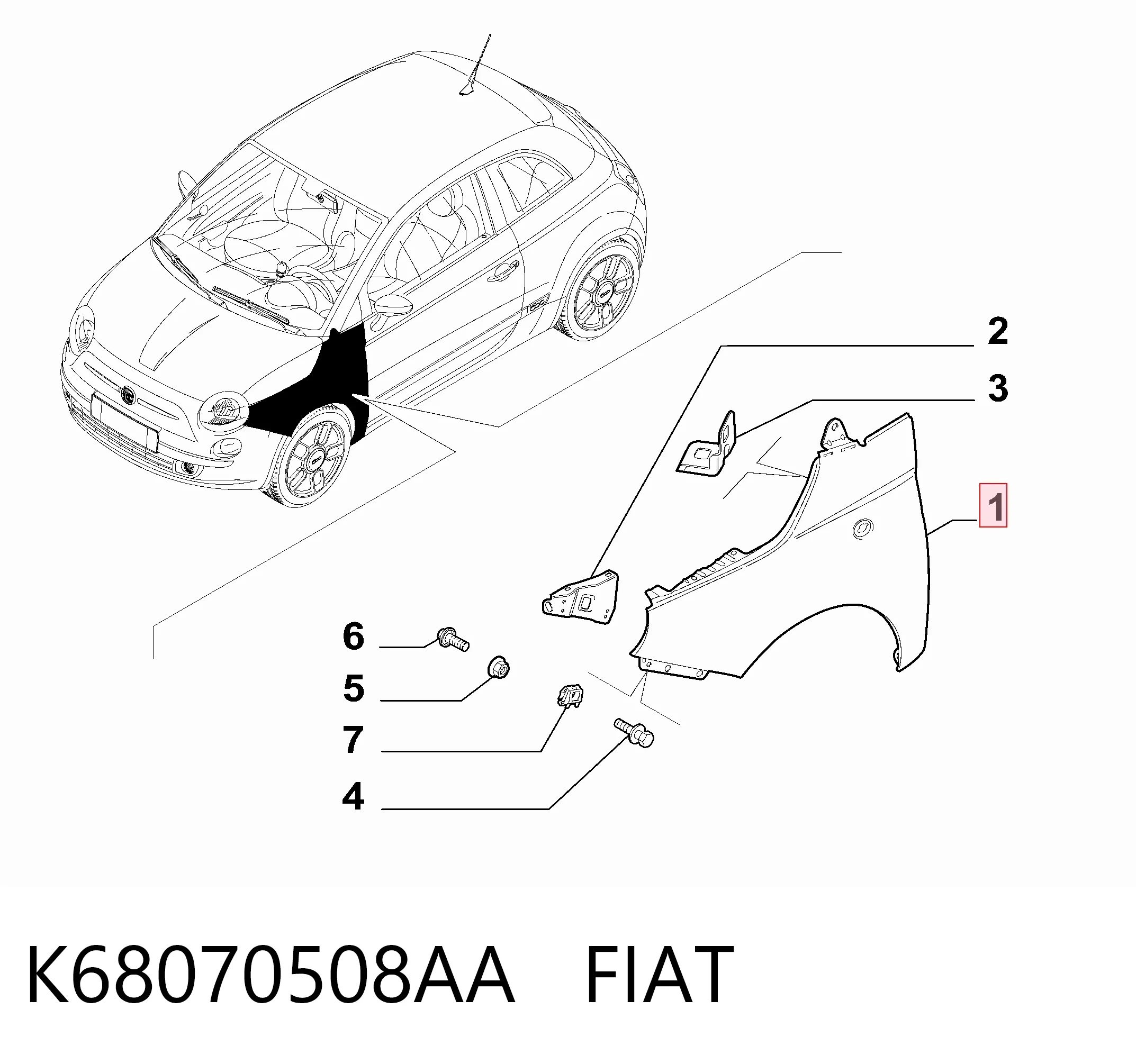 Крило переднє праве Chrysler 68070508AB ціна, від 47.21 USD