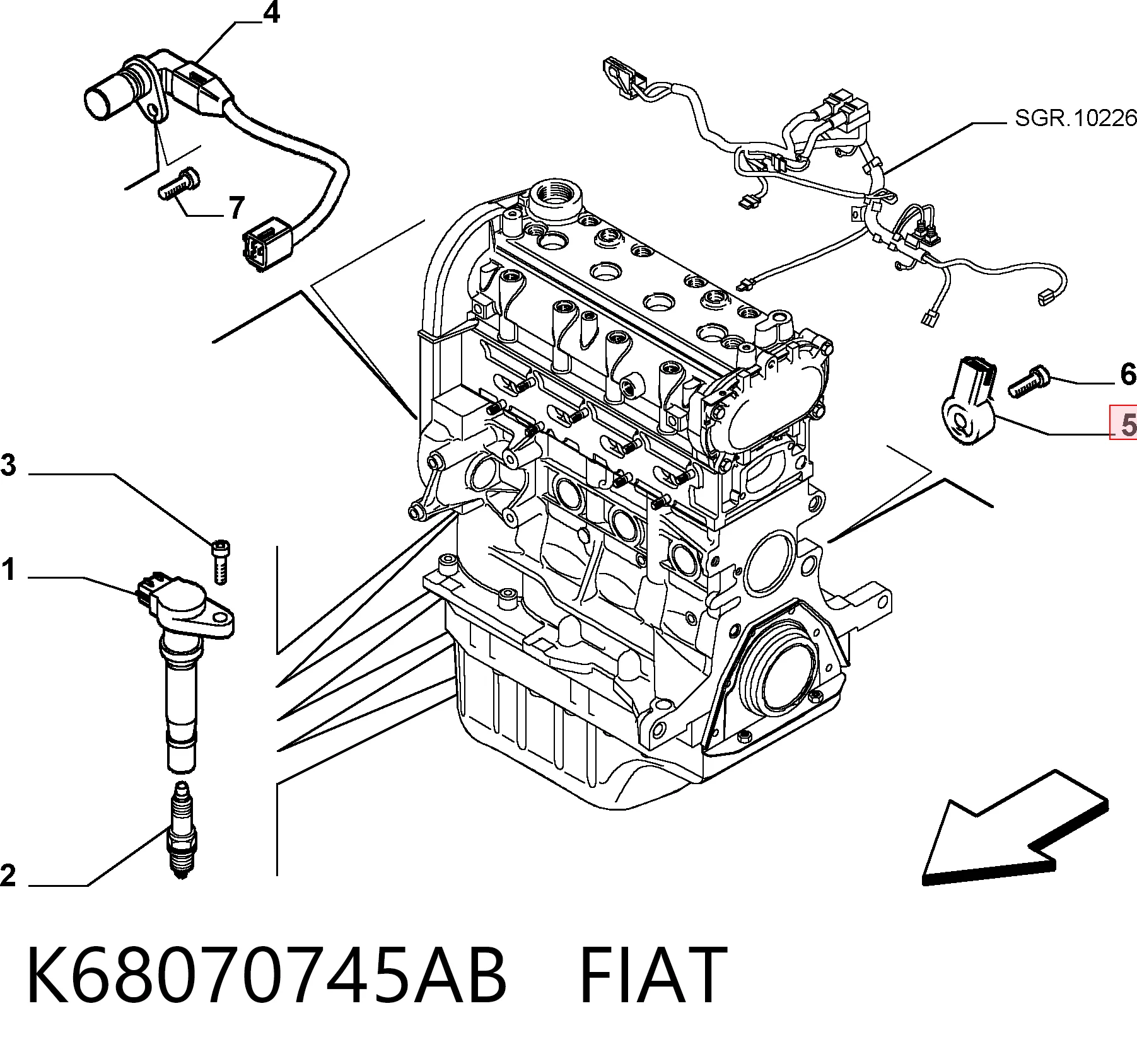K68070745AB Fiat/Alfa/Lancia Датчик детонації