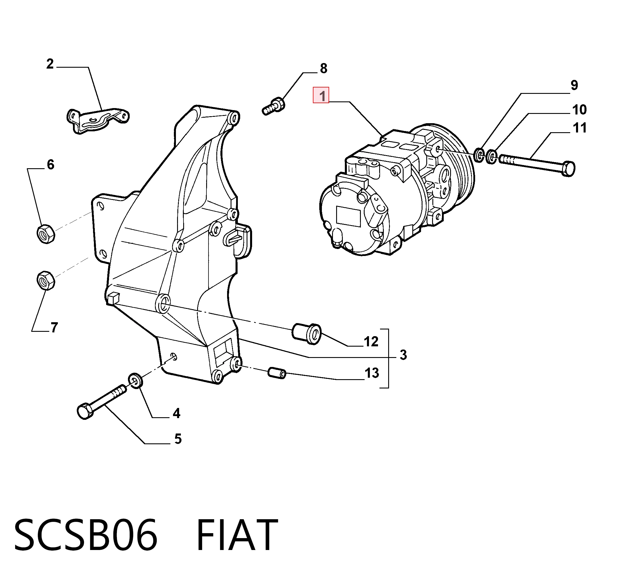 SCSB06 Fiat/Alfa/Lancia Компресор холодоагенту