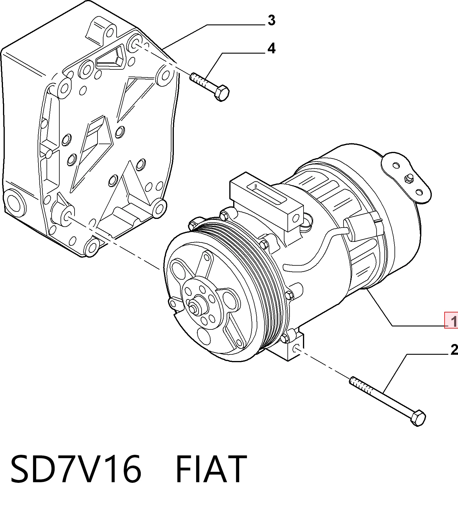 SD7V16 Fiat/Alfa/Lancia Компресор холодоагенту