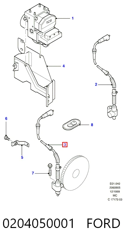 0204050001 Ford Датчик АБС (ABS) задній