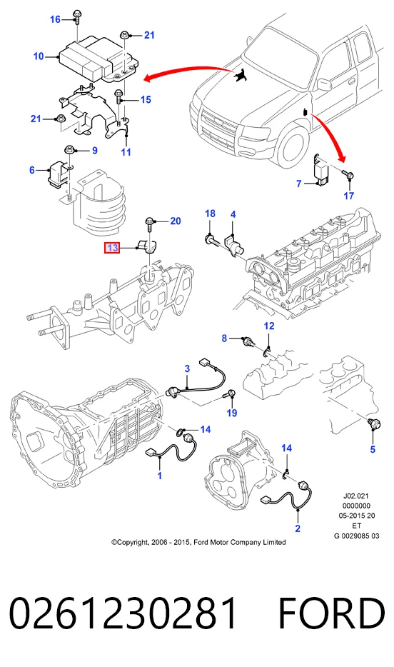 0261230281 Ford Датчик наддува