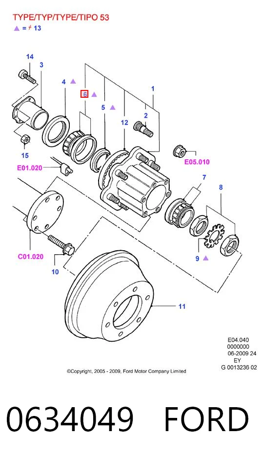 0634049 Ford Підшипник ступиці задньої