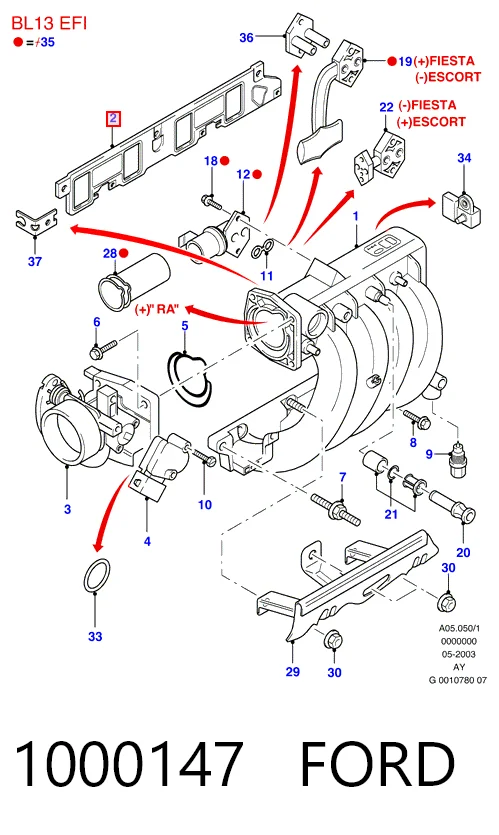 Прокладка впускного колектора Ford Ka хетчбек (RBT) (1996 - 2008) ціна, від 15.59 USD