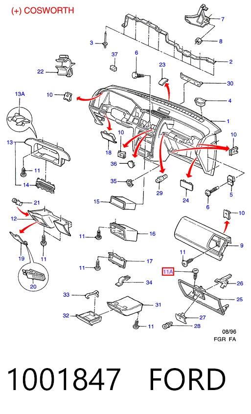 Крило переднє праве Ford Escort VII універсал (GAL, ANL) (1995 - 1999) ціна, від 39.52 USD