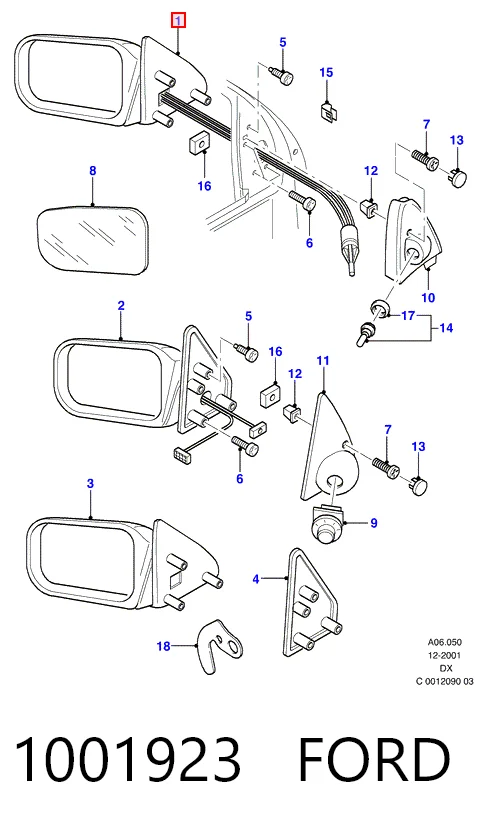 Праве бокове дзеркало Ford Fiesta Mk4