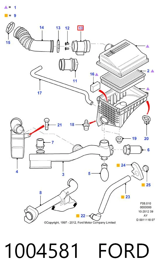 1004581 Ford Датчик витрати повітря
