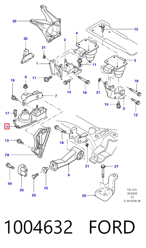 1004632 Ford Права подушка мотора