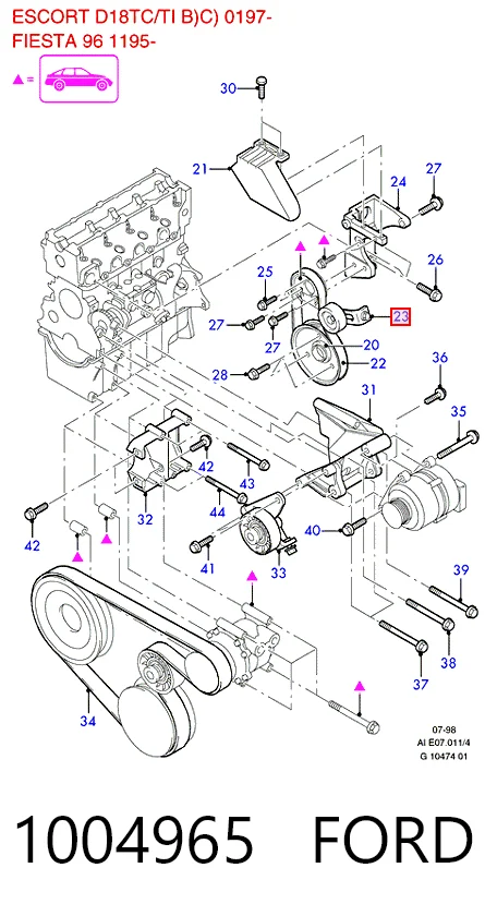 Ролик натяжителя ременя агрегатів на Ford Fiesta COURIER J5S, J3S