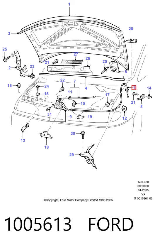 Трос відкриття капота Ford Galaxy WGR