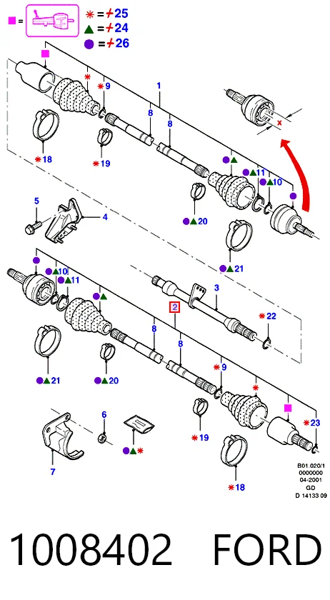 Привід передній лівий Ford Mondeo II седан (BFP) (1996 - 2000) ціна, від 77.41 USD