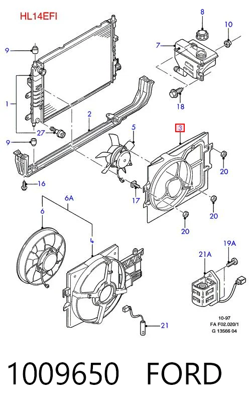 Електровентилятор радіатора на Ford Escort VII GAL, AAL, ABL