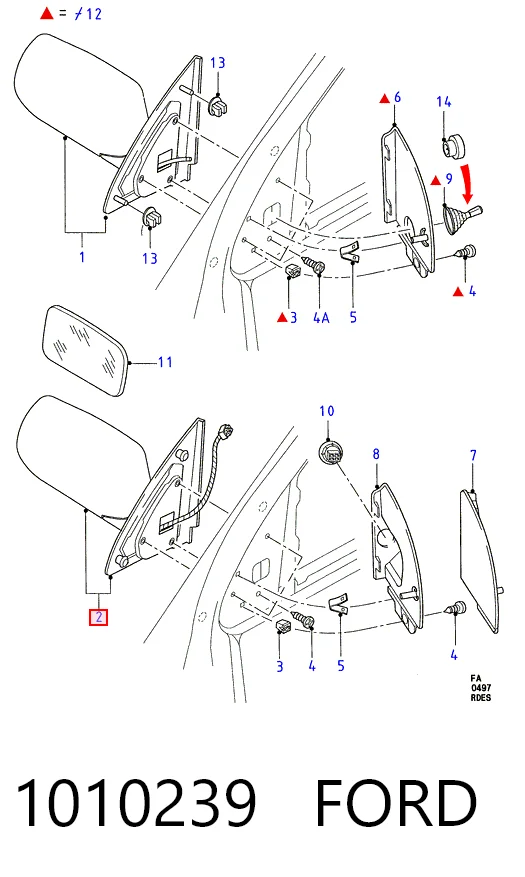 Праве бічне дзеркало Ford Escort VII універсал (GAL, ANL) (1995 - 1999) ціна, від 19.70 USD