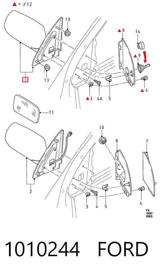 Дзеркало ліве Ford Escort V