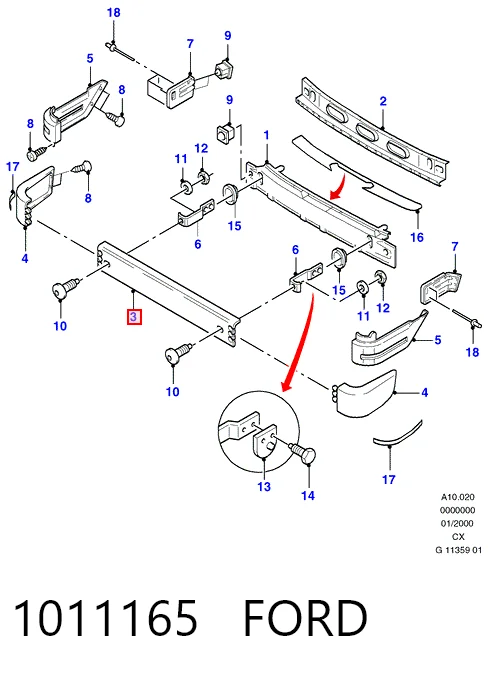 Кожух бампера заднього Ford Fiesta Mk4 хетчбек (JAS, JBS) (1996 - 2002) ціна, від 83.77 USD