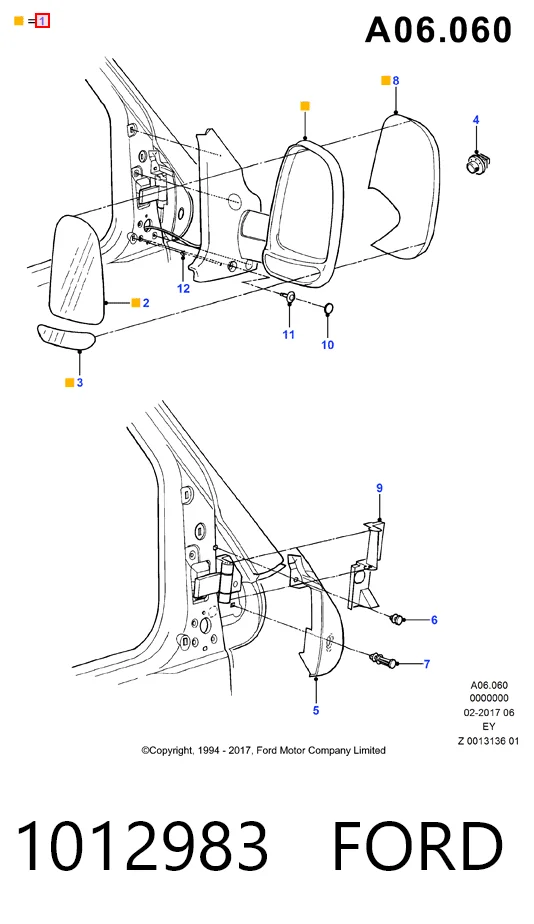 Праве бокове дзеркало Ford Transit IV