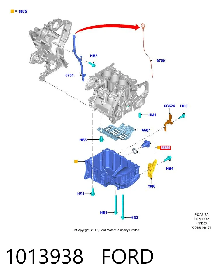 1013938 Ford Пробка піддона двигуна