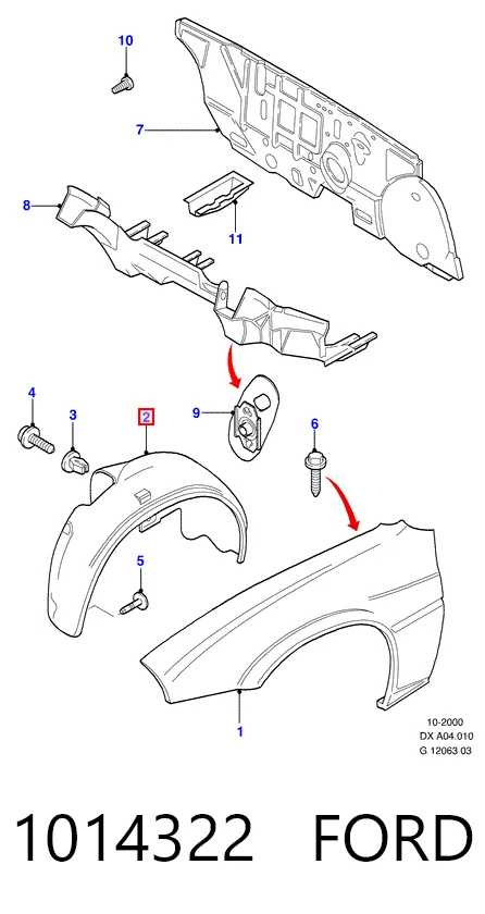 Підкрилок переднього крила, правий на Ford Fiesta Mk4 JAS, JBS