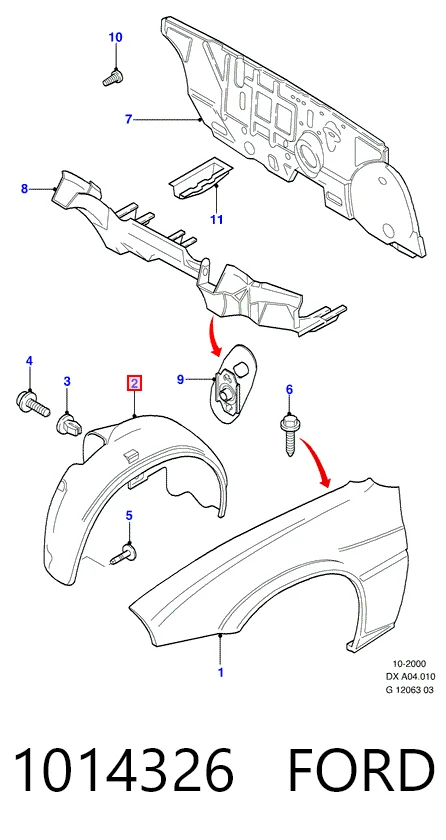Підкрилок передній лівий на Ford Fiesta Mk4 JAS, JBS